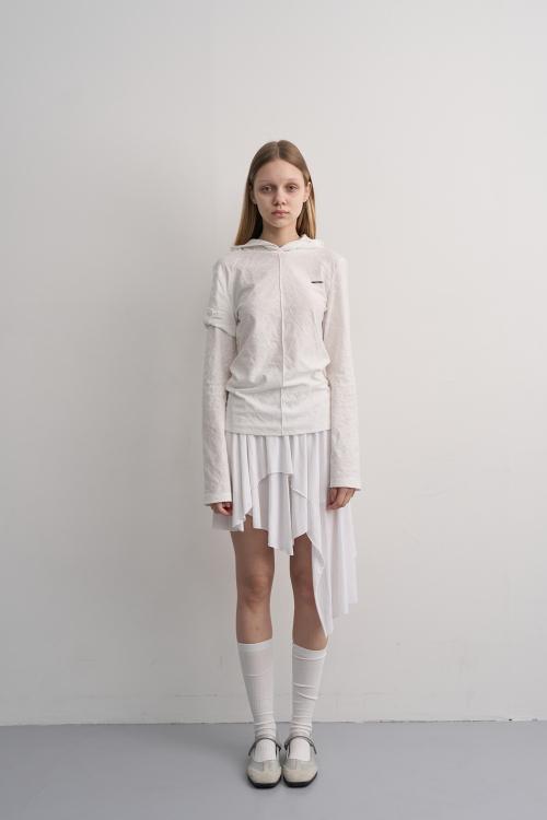 EAZY LAYERED CUT SKIRT-WHITE