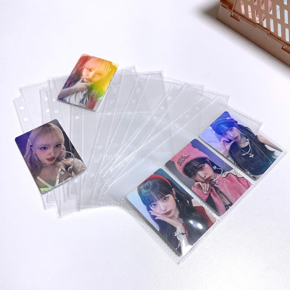 [A6 비닐 속지] 6공 3칸 B 10장 포카 속지 바인더 와이드 포토카드 클리어 리필