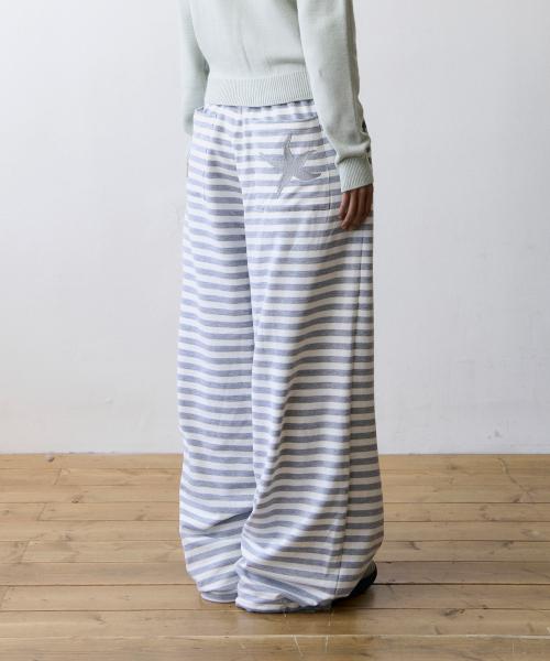 TCM stripe sweat pants (ivory/grey)