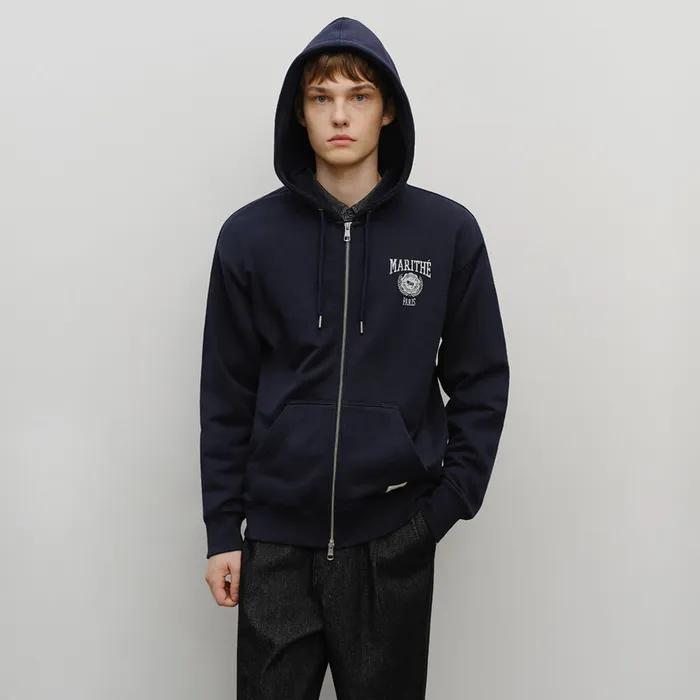 BIG COLLEGE LOGO GRAPHIC HOODIE ZIPUP navy