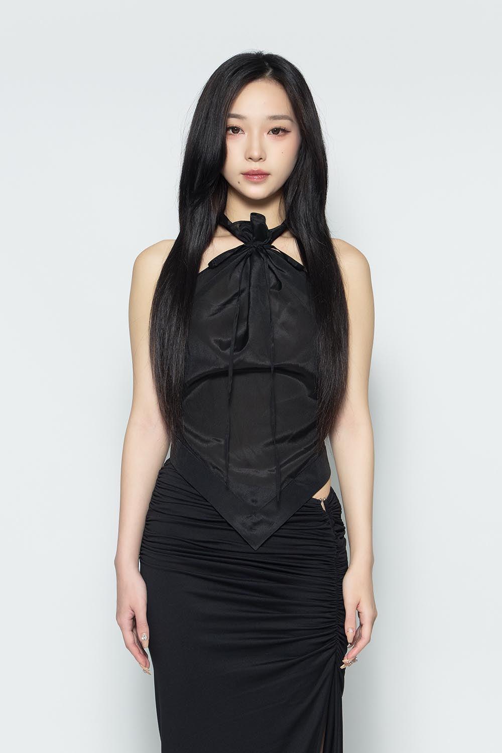 S draped sheer halter tops