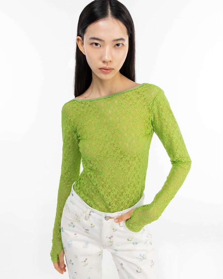 LACE SEE THROUGH TOP_GREEN