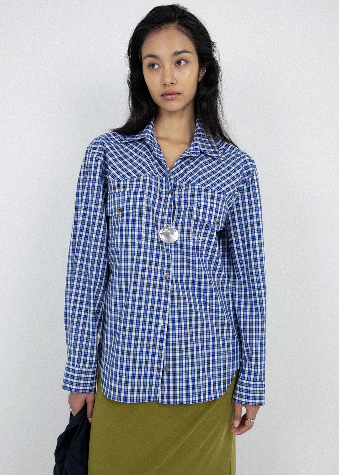 Blue check shirt (블루)