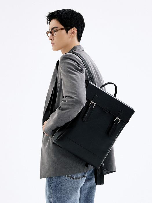 Polygon Double belted square Backpack [black combo]