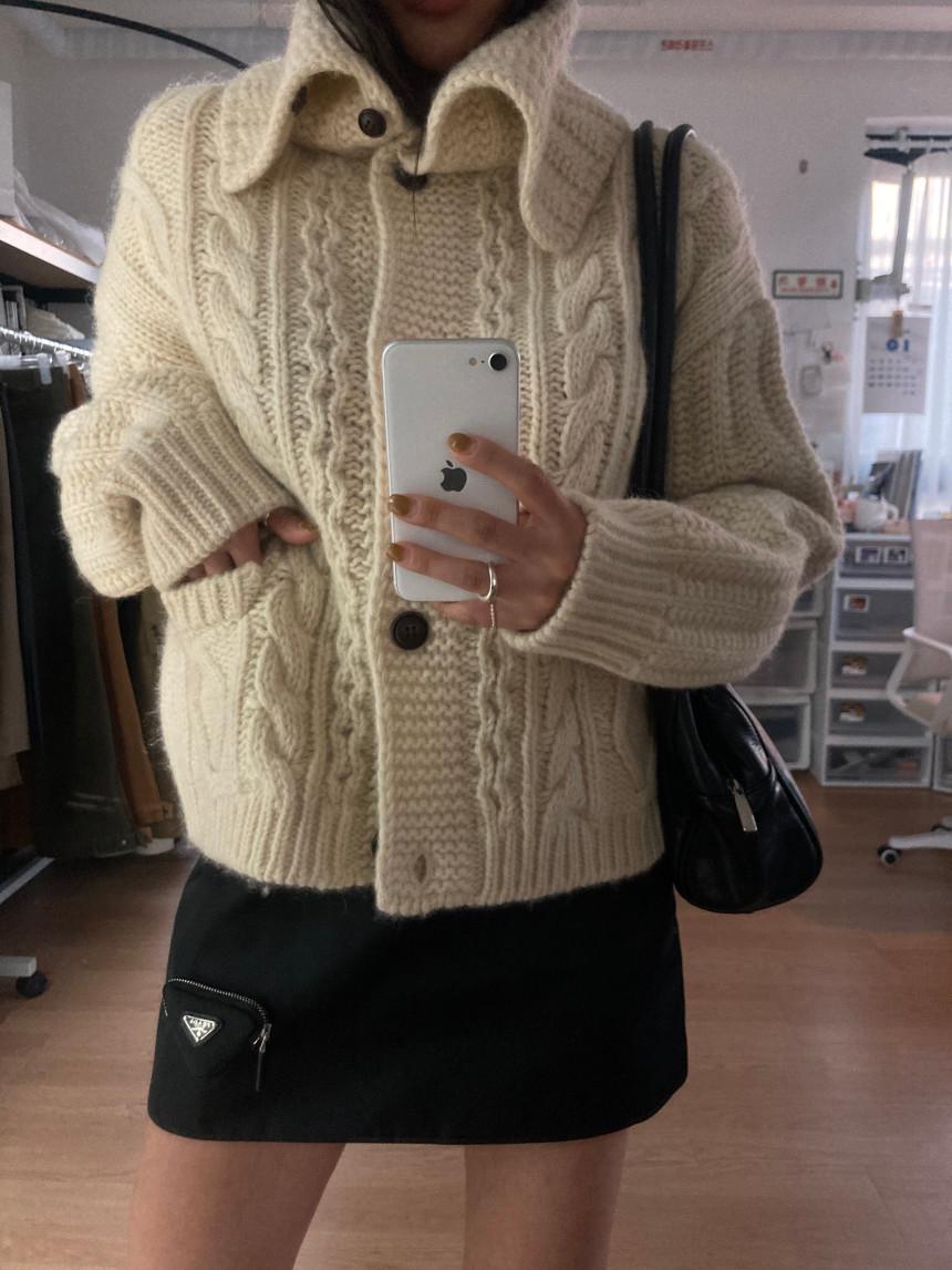 런던플랏 셔틀랜드 울 가디건 (2colors) 울100