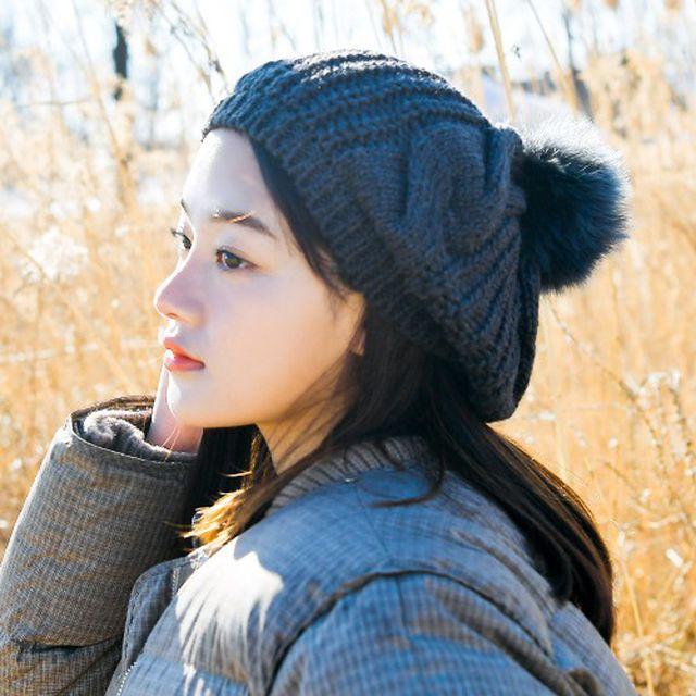 폼트리드 베레모 여성 겨울 털 꽈베기 울 방한 빵 모자