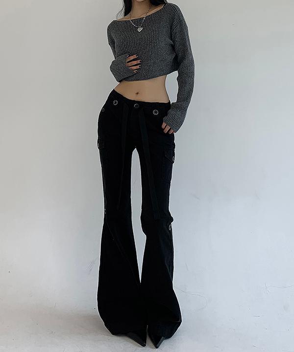 모레이스 코이 빈티지 데일리 가을 로우라이즈 y2k 카고 부츠컷 팬츠(블랙,브라운)