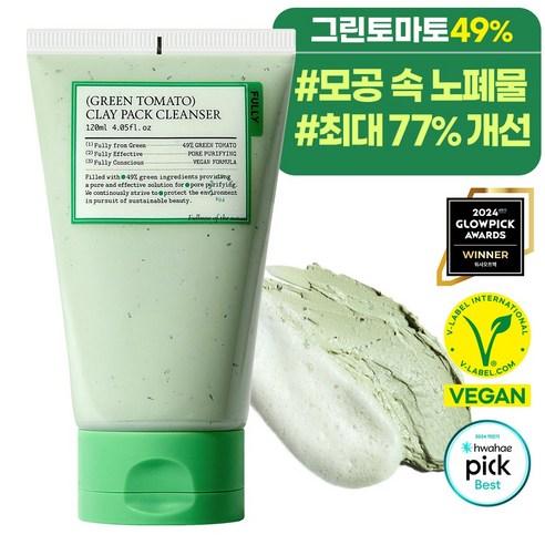 풀리 비건 그린 토마토 클레이 팩 클렌저, 120ml, 1개 - 클렌징 폼 | 쿠팡