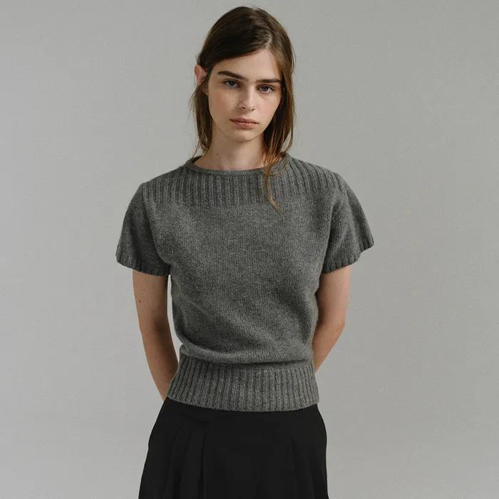 [4차 재입고] boat-neck half knit (grey)