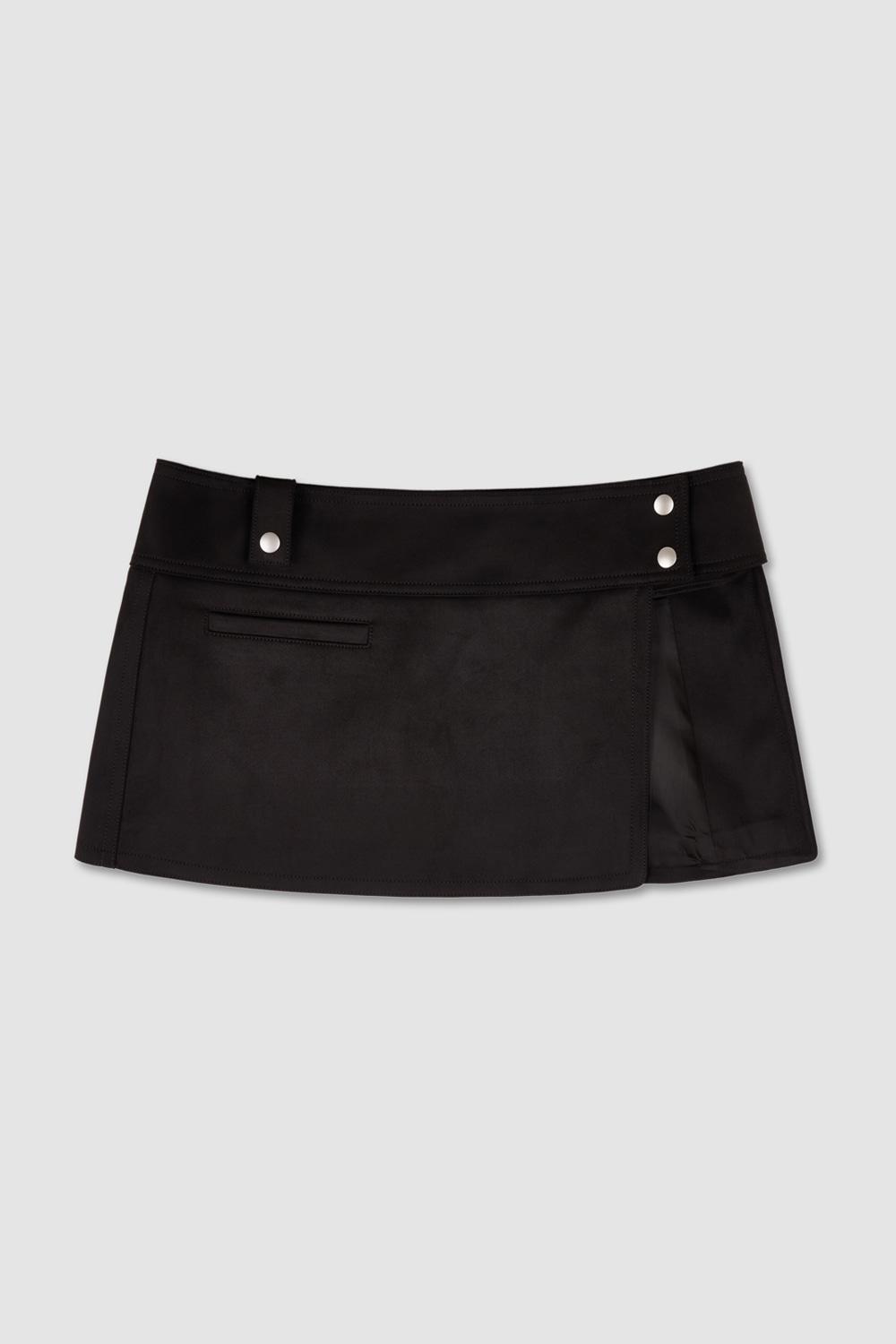 SUEDE LAYERD SKIRT_DARK BROWN