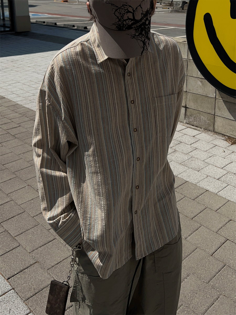 [추천] 컨트리 스트라이프 오버 셔츠 (3color)