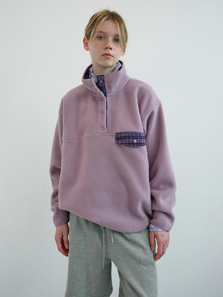 레트로 스냅 플리스 아노락 (Lavender)