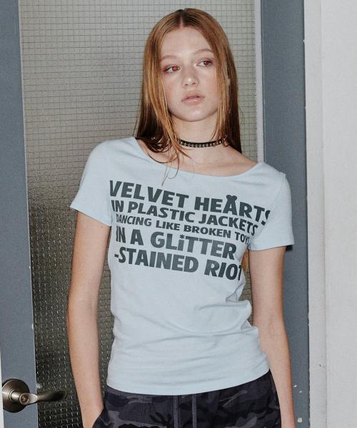 레터링 슬림 H/S 티 [스카이 블루]