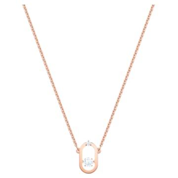 Swarovski Sparkling Dance Oval 네크리스, 라운드 컷, 화이트, 로즈골드 톤 플래팅