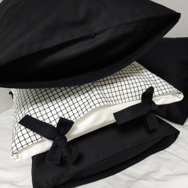 볼드블랙 오가닉 순면베개커버5070 자루형 핸드메이드