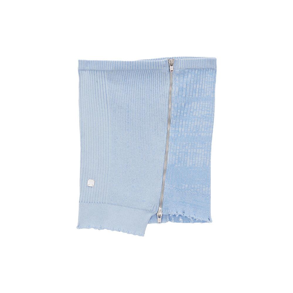 DAMAGE KNIT ZIP UP TUBE TOP IN SKY