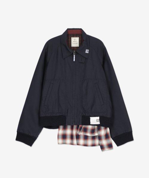 남성 믹스 레이어드 해링턴 재킷 - 네이비 / A10BL061NAVY