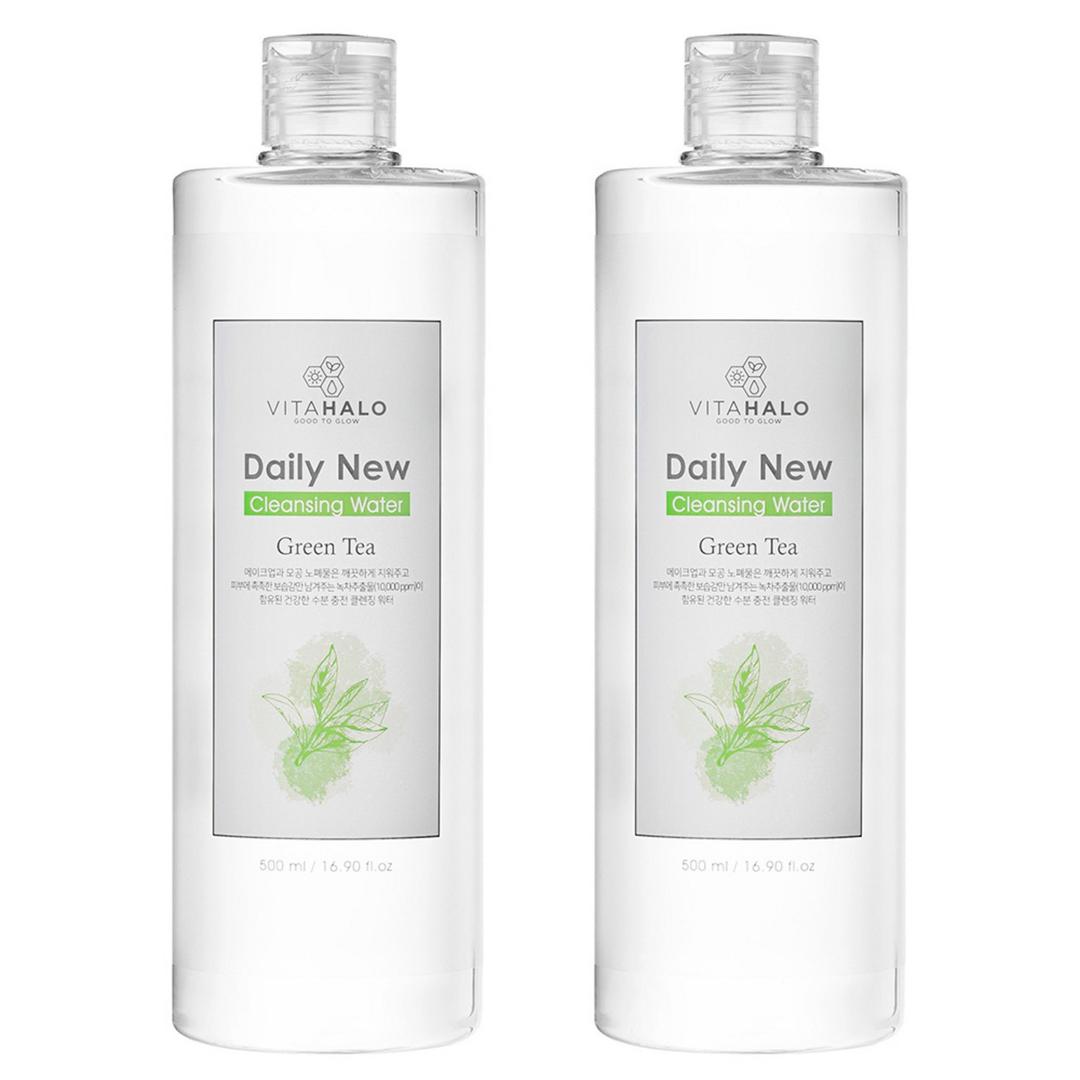 비타할로 데일리 뉴 제주 그린티 클렌징워터, 500ml, 2개 - 오일/워터 | 쿠팡