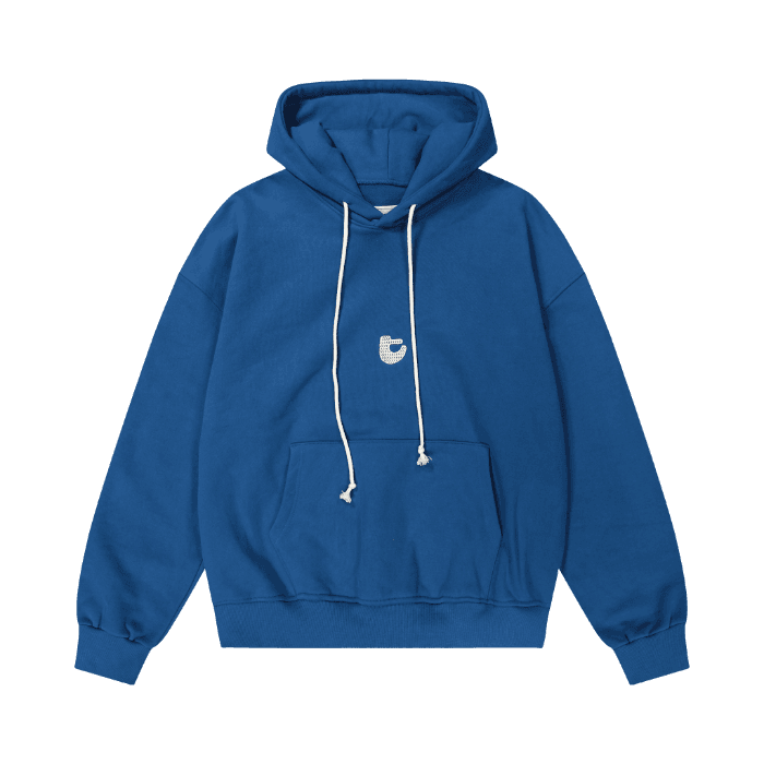 Tuewid logo embroidery hoodie (cerulean blue)