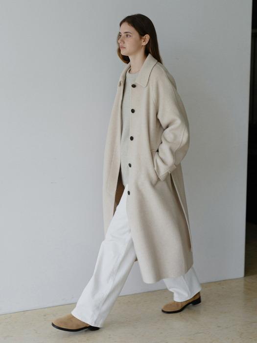 Cashmere single handmade coat-Oatmeal