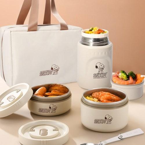 snoopy 스누피 휴대용 보온 보냉 도시락통 런치백 4종세트