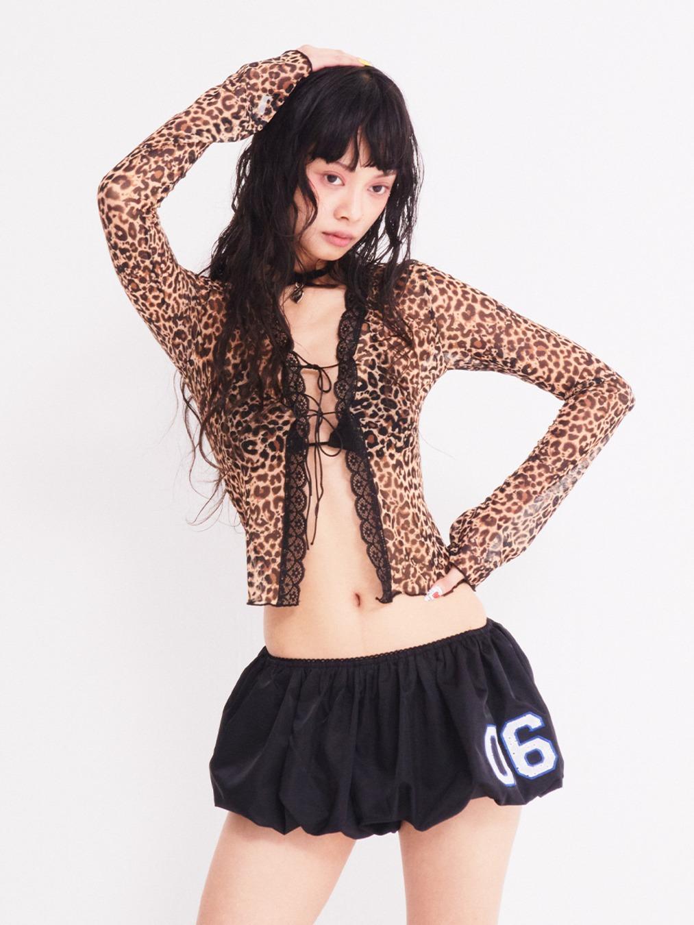 SEE-THROUGH MESH CARDIGAN LEOPARD