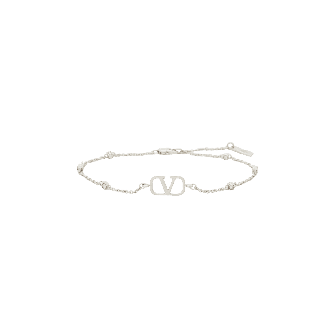 Valentino Vlogo Crystal Bass Bracelet Silver