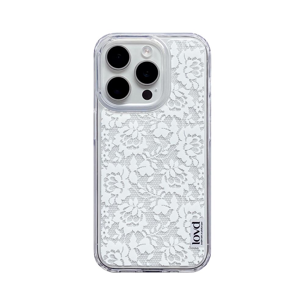 VINTAGE FLOWER LACE PHONE CASE (clear jelly hard)