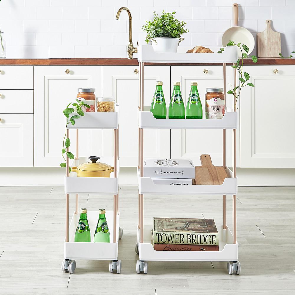 할메이드 이동식 틈새 플라스틱 트롤리 선반 바퀴달린 수납장 3단