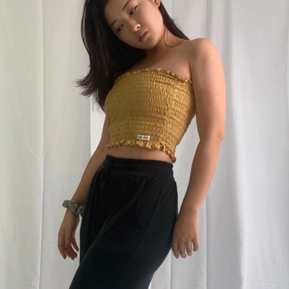 튜브탑 요가복 상의 코튼 스모크탑 필라테스복 해피요기즈