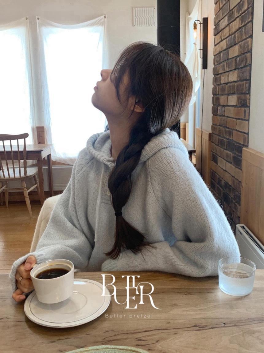 버터프레즐마켓 liter 리터 모모 알파카 울 후드 니트, 크롭 후디 긴팔nt 2color