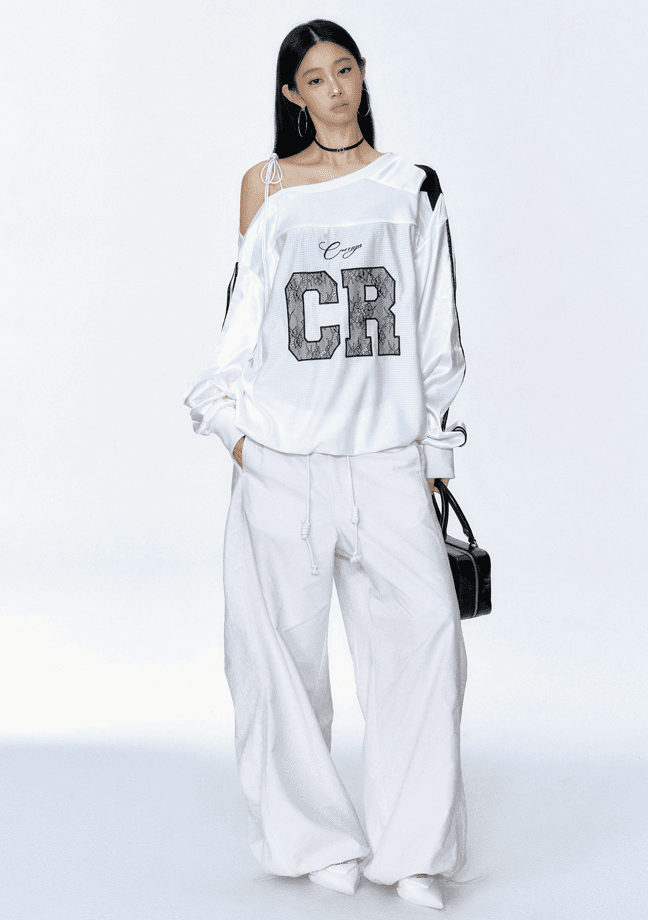 American Retro Loose One Shoulder Casual Tops CUR0132