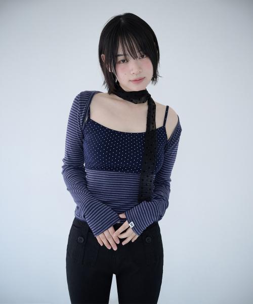 MIXED PATTERN CAMI & BOLERO SET NAVY