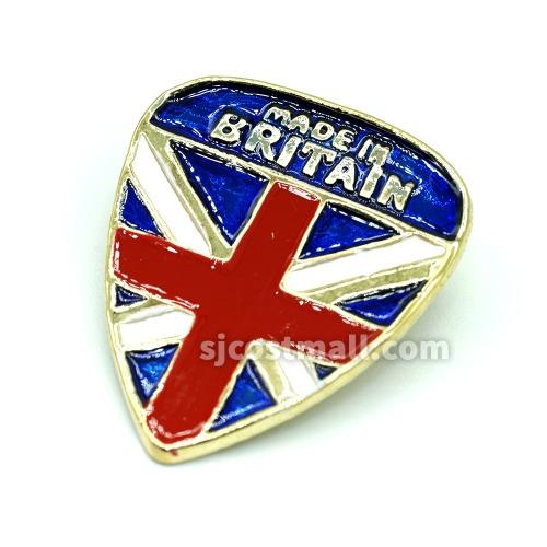 골드 유니언잭 브리튼 방패모양 뱃지 브로치