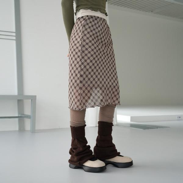 리마 체크 미디스커트