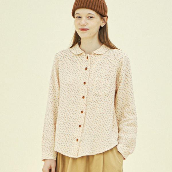 라운드 셔츠 (플라워 더블코튼) 베이지 243302FBE