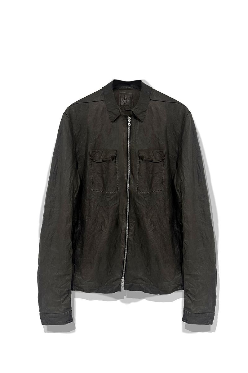 Single Zip Leather Jacket V4 - Brown