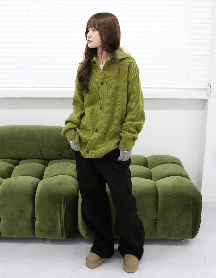 캐로트 카라 니트 가디건