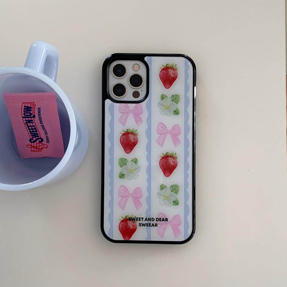 ribbon strawberry 리본 딸기 글라스 범퍼 케이스 