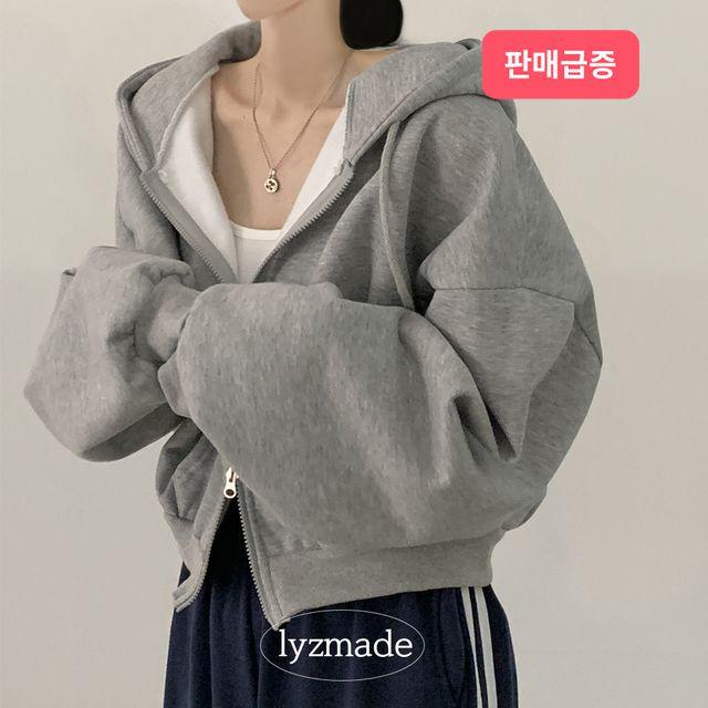 [자체제작] 투웨이 기모 아방핏 벌룬 크롭 후드집업_블리즈
