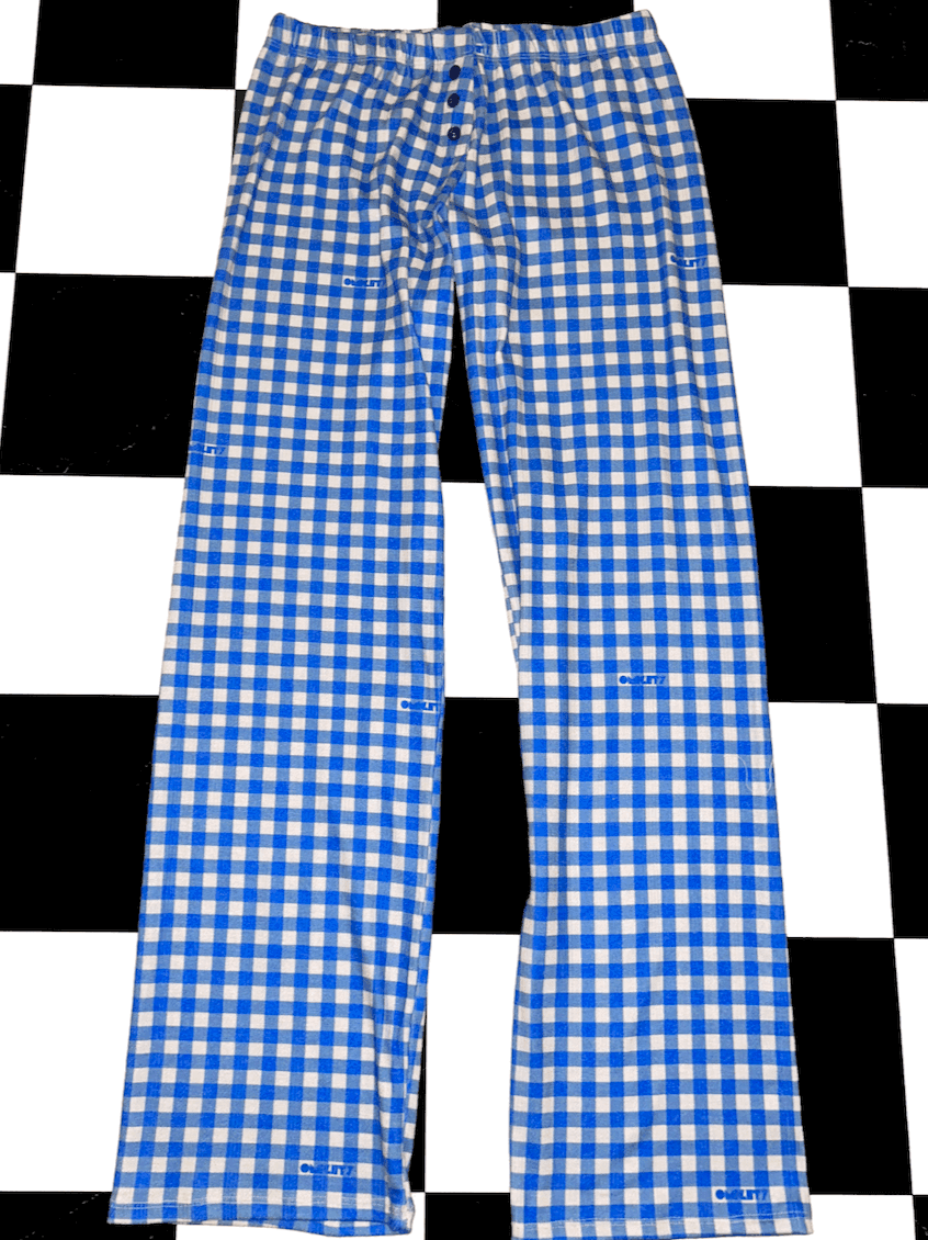 GINGHAM POINTELLE PANT IN BLUE