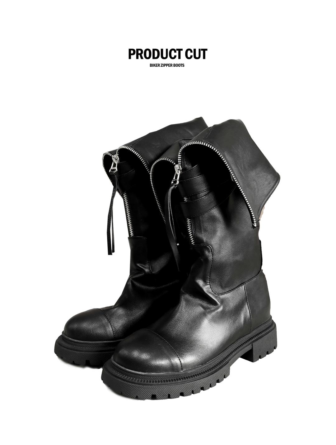Biker zipper boots