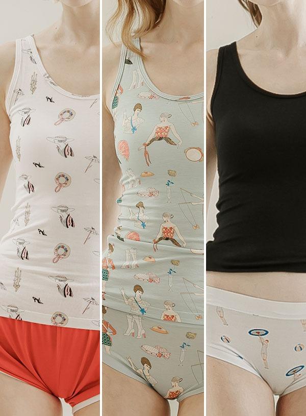 레트로레이디 인견 뮤즈라인 브라탑 런닝 3종 LKCCM152-MT