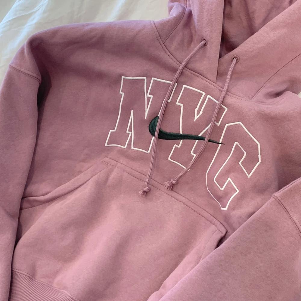 나이키 NYC 우먼스 오버사이즈 후디 플럼 핑크