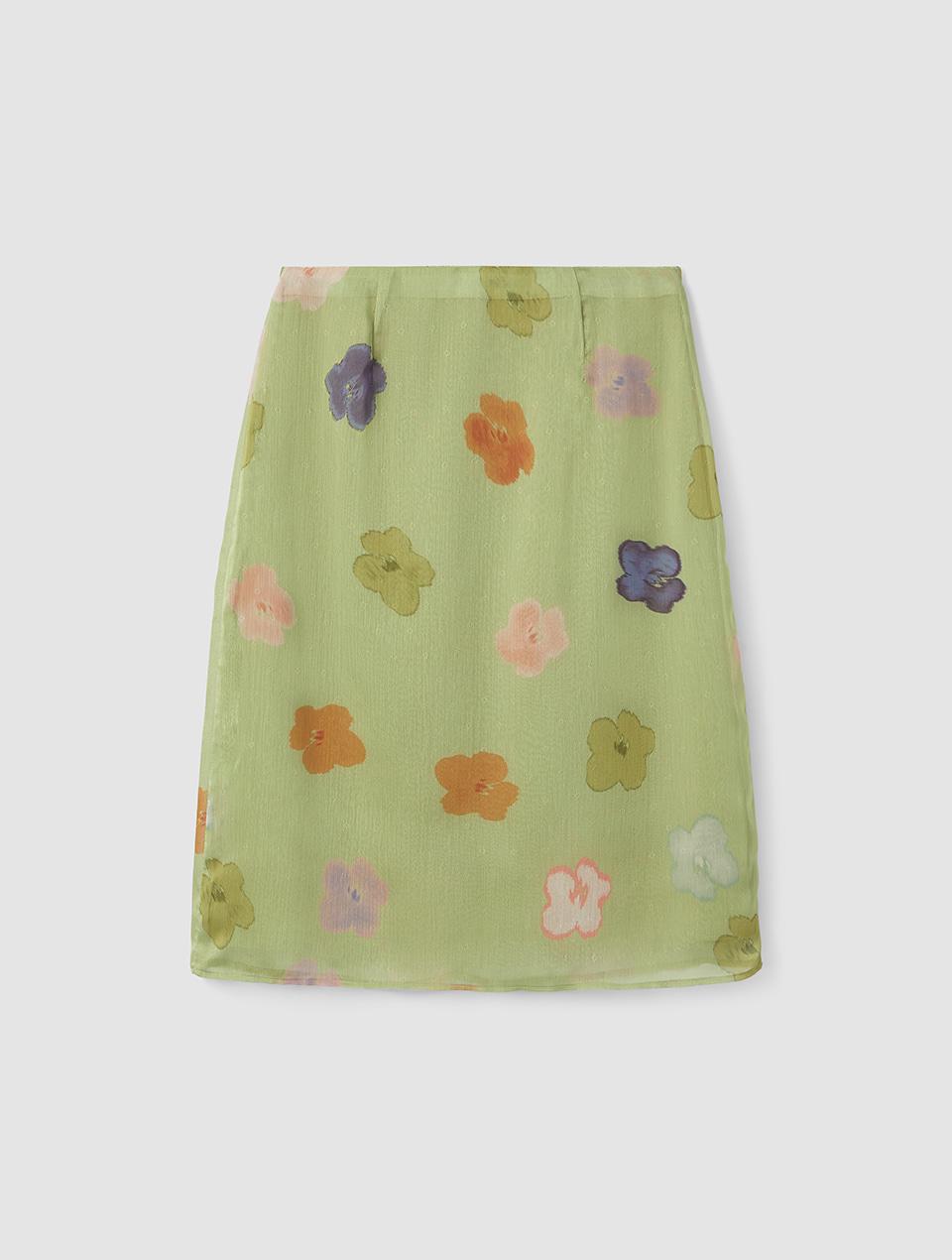 Sheer Floral Skirt_Dusty Matcha [5월 12일부터 순차 배송]