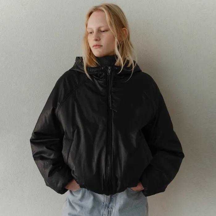 Faux leather padded jumper_2colors