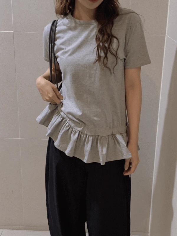자두 레이어드 프릴 반팔티