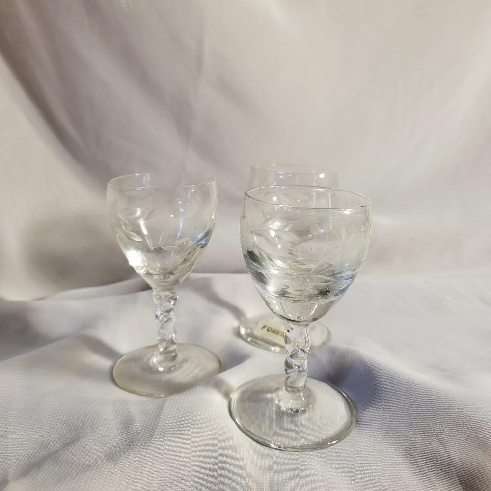 [중고] [빈티지] ﻿영국 빈티지 보타닉 패턴 트위스트 스템 포트잔 쉐리잔 미니 와인잔 1p