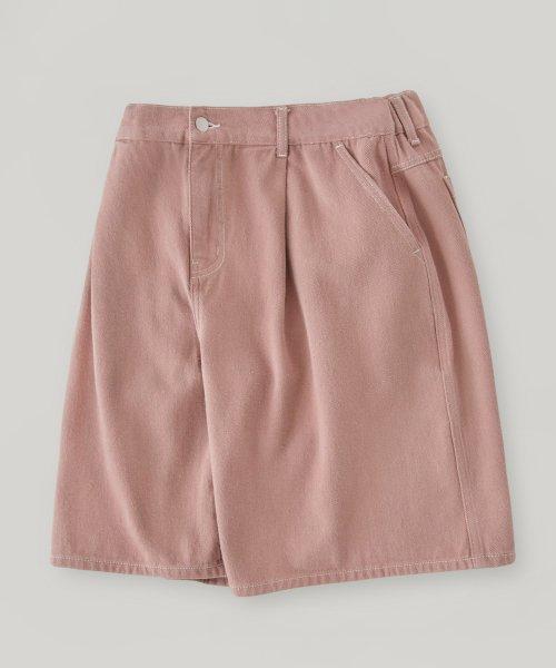 가먼트 다잉 워싱 버뮤다 데님 팬츠_Washed Pink