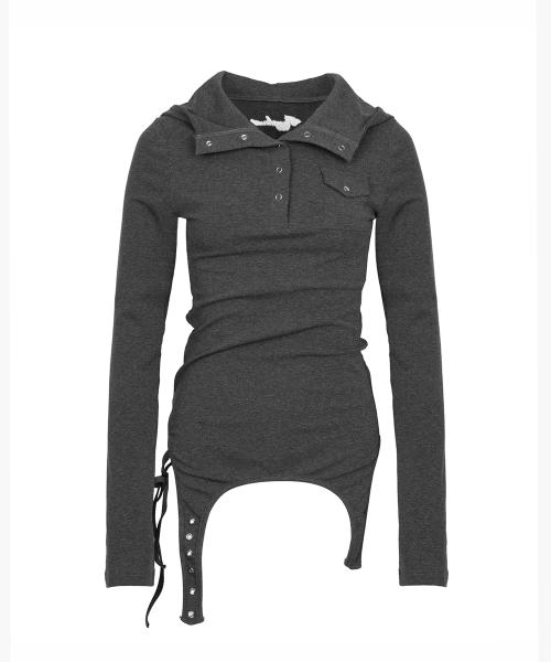 가터 후디드 헨리 탑 그레이